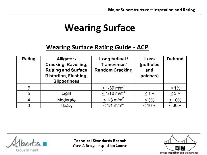 Major Superstructure – Inspection and Rating Wearing Surface Rating Guide - ACP Technical Standards