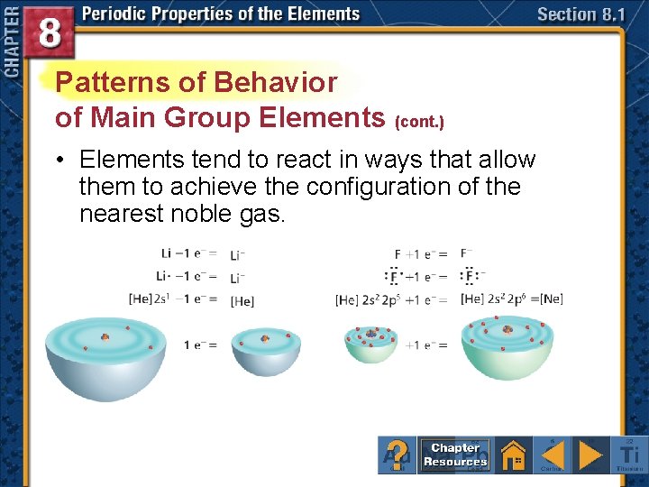 Patterns of Behavior of Main Group Elements (cont. ) • Elements tend to react