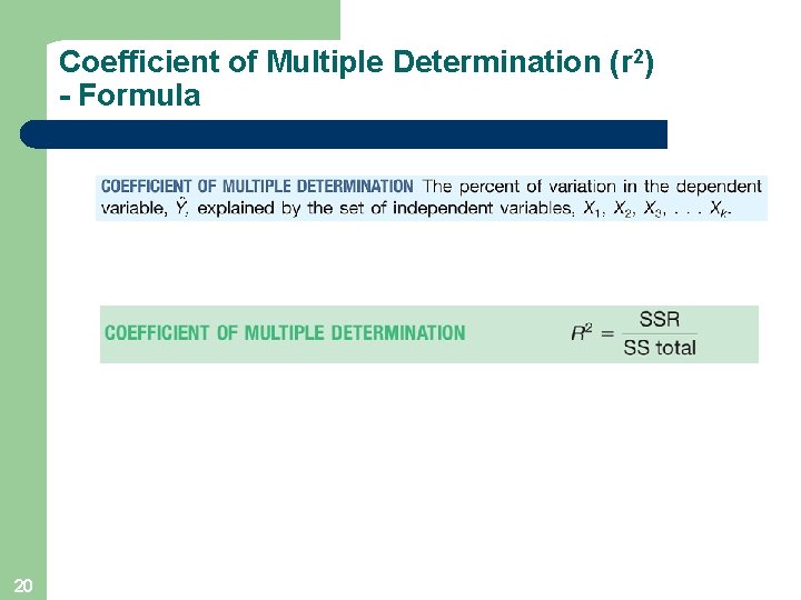 Coefficient of Multiple Determination (r 2) - Formula 20 