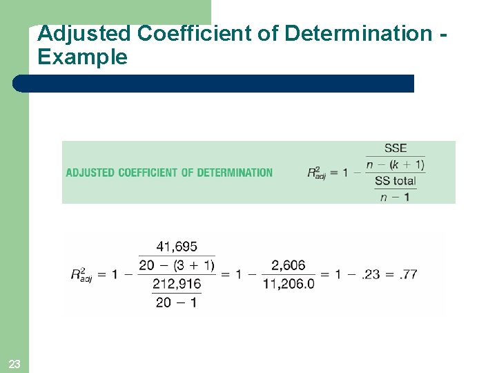 Adjusted Coefficient of Determination Example 23 