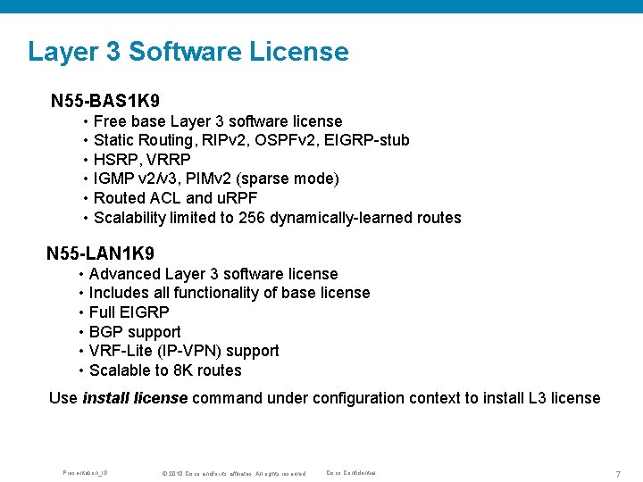 Layer 3 Software License N 55 -BAS 1 K 9 • Free base Layer