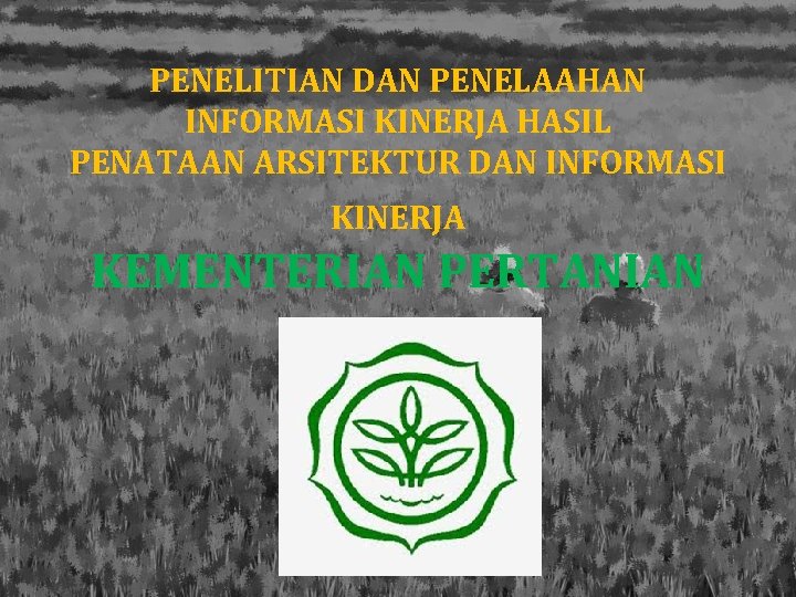 PENELITIAN DAN PENELAAHAN INFORMASI KINERJA HASIL PENATAAN ARSITEKTUR DAN INFORMASI KINERJA KEMENTERIAN PERTANIAN 