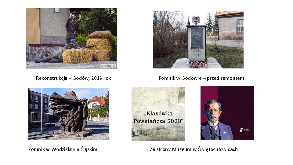 Rekonstrukcja – Godów, 2019 rok Pomnik w Wodzisławiu Śląskim Pomnik w Godowie – przed
