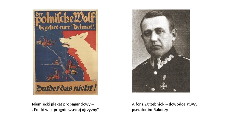 Niemiecki plakat propagandowy – „Polski wilk pragnie waszej ojczyzny” Alfons Zgrzebniok – dowódca POW,