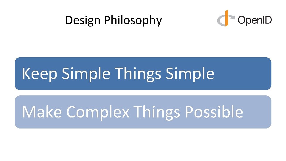 Design Philosophy Keep Simple Things Simple Make Complex Things Possible Design Philosophy Keep Simple Things Simple Make Complex Things Possible