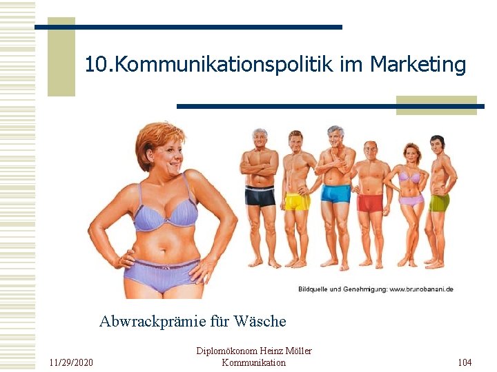 10. Kommunikationspolitik im Marketing Abwrackprämie für Wäsche 11/29/2020 Diplomökonom Heinz Möller Kommunikation 104 