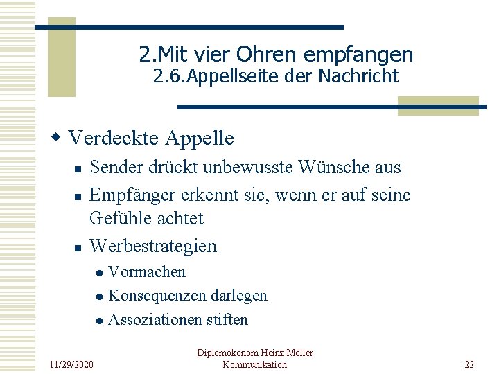 2. Mit vier Ohren empfangen 2. 6. Appellseite der Nachricht w Verdeckte Appelle n