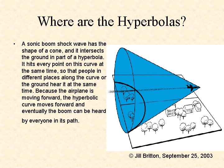 Where are the Hyperbolas? • A sonic boom shock wave has the shape of