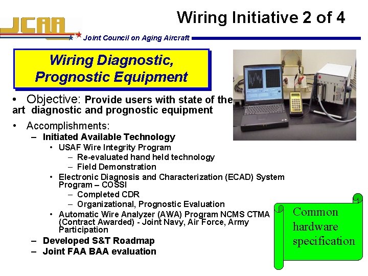 Wiring Initiative 2 of 4 Joint Council on Aging Aircraft Wiring Diagnostic, Prognostic Equipment