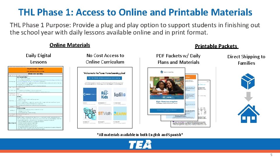 THL Phase 1: Access to Online and Printable Materials THL Phase 1 Purpose: Provide