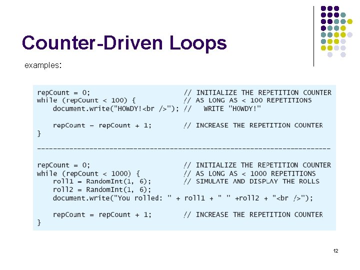 Counter-Driven Loops examples: 12 