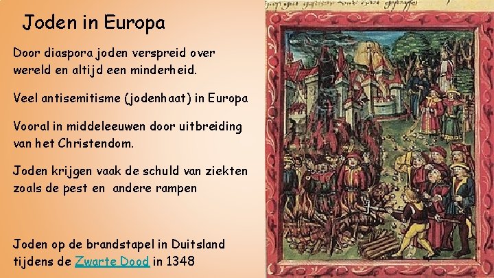 Joden in Europa Door diaspora joden verspreid over wereld en altijd een minderheid. Veel