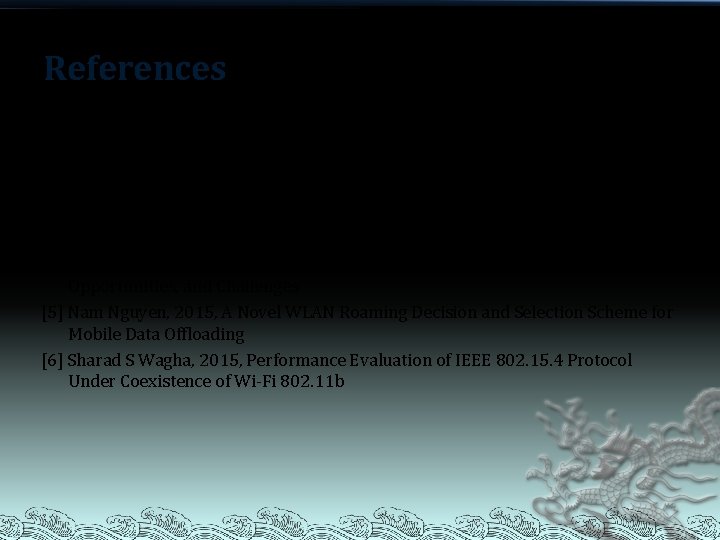 References [1] B. L, 2006, Achieving optimal performance in IEEE 802. 11 wireless LANs