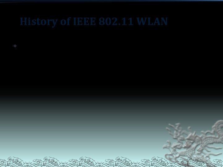 History of IEEE 802. 11 WLAN 802. 11 ac chooses a mixed-mode format with