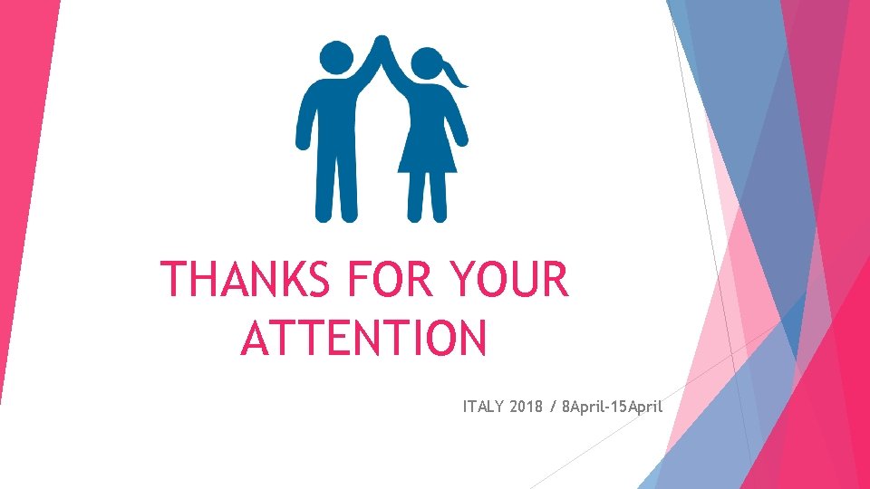 THANKS FOR YOUR ATTENTION ITALY 2018 / 8 April-15 April 