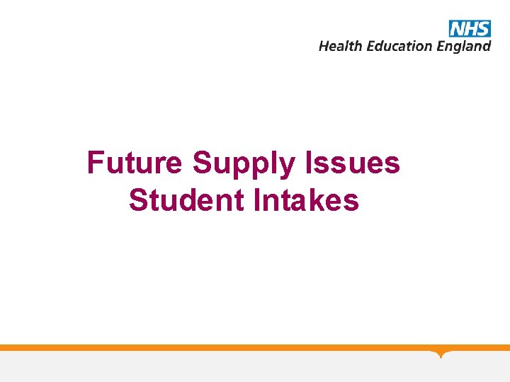 Future Supply Issues Student Intakes 