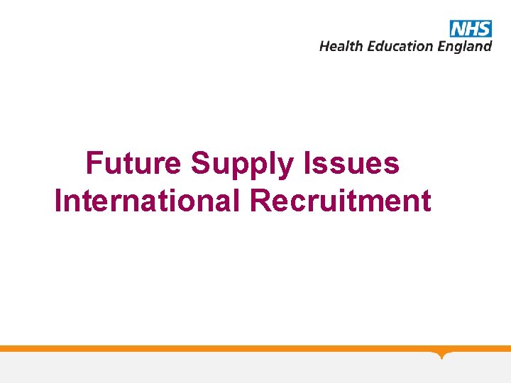 Future Supply Issues International Recruitment 