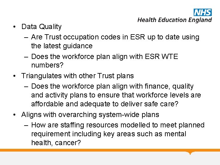  • Data Quality – Are Trust occupation codes in ESR up to date