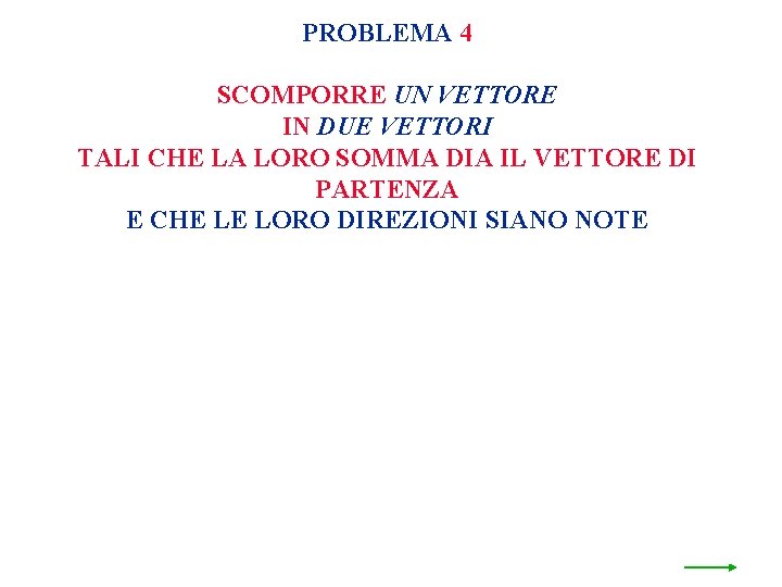 PROBLEMA 4 SCOMPORRE UN VETTORE IN DUE VETTORI TALI CHE LA LORO SOMMA DIA