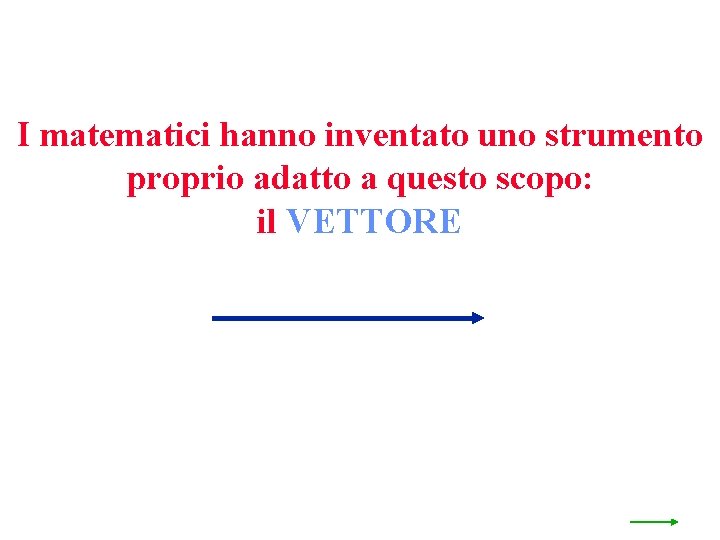 I matematici hanno inventato uno strumento proprio adatto a questo scopo: il VETTORE 