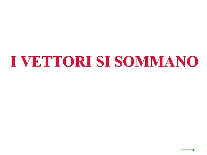 I VETTORI SI SOMMANO 