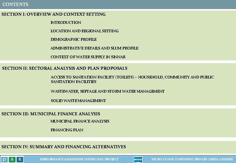CONTENTS SECTION I: OVERVIEW AND CONTEXT SETTING INTRODUCTION LOCATION AND REGIONAL SETTING DEMOGRAPHIC PROFILE CONTENTS SECTION I: OVERVIEW AND CONTEXT SETTING INTRODUCTION LOCATION AND REGIONAL SETTING DEMOGRAPHIC PROFILE