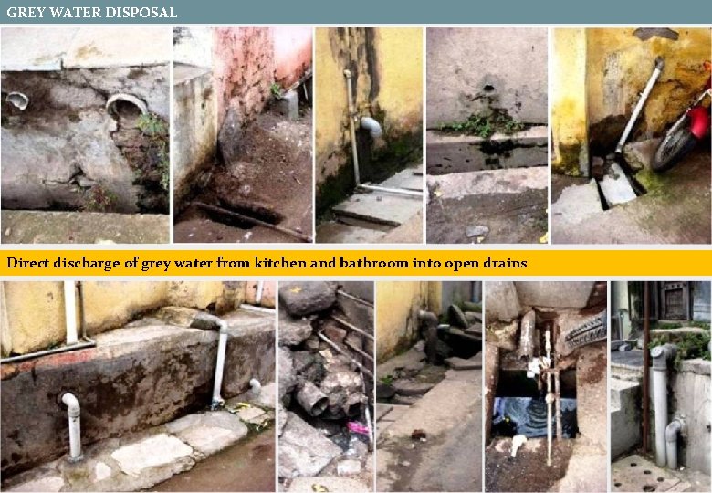 GREY WATER DISPOSAL Direct discharge of grey water from kitchen and bathroom into open GREY WATER DISPOSAL Direct discharge of grey water from kitchen and bathroom into open