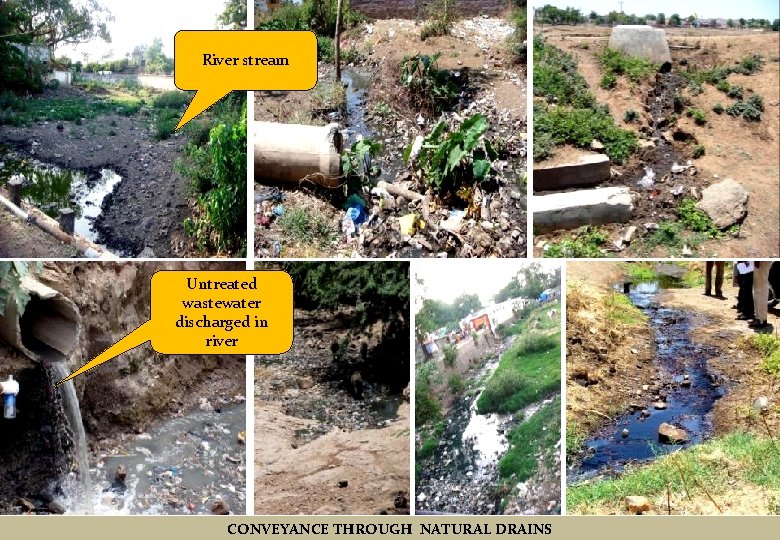 River stream Untreated wastewater discharged in river CONVEYANCE THROUGH NATURAL DRAINS River stream Untreated wastewater discharged in river CONVEYANCE THROUGH NATURAL DRAINS