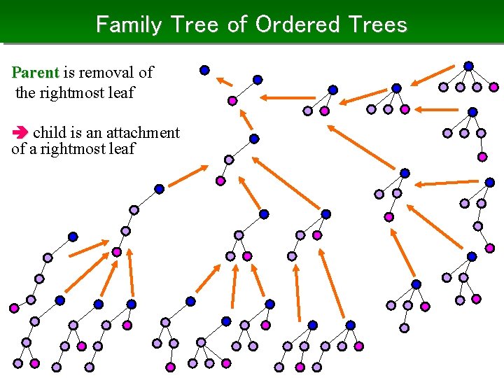 Family Tree of Ordered Trees Parent is removal of the rightmost leaf child is