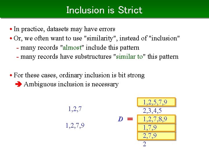 Inclusion is Strict • In practice, datasets may have errors • Or, we often