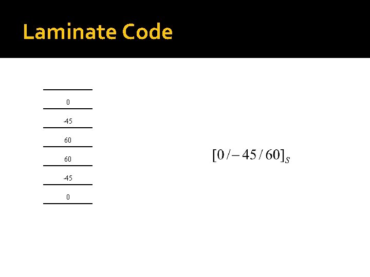 Laminate Code 0 -45 60 60 -45 0 
