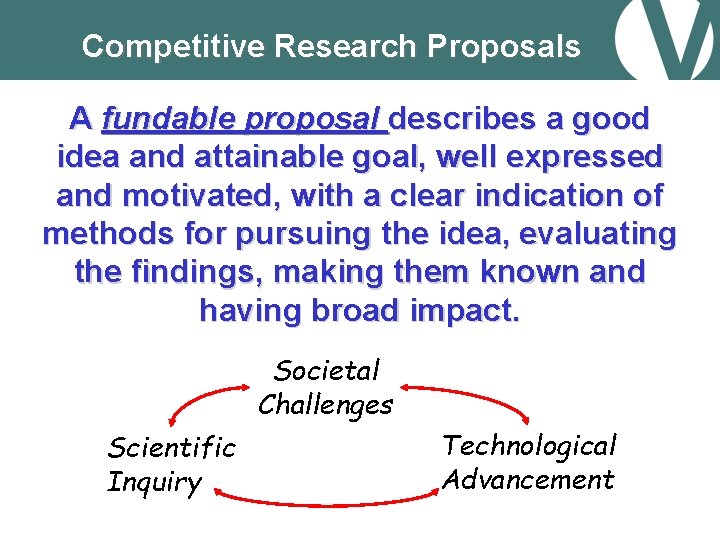 Competitive Research Proposals A fundable proposal describes a good idea and attainable goal, well
