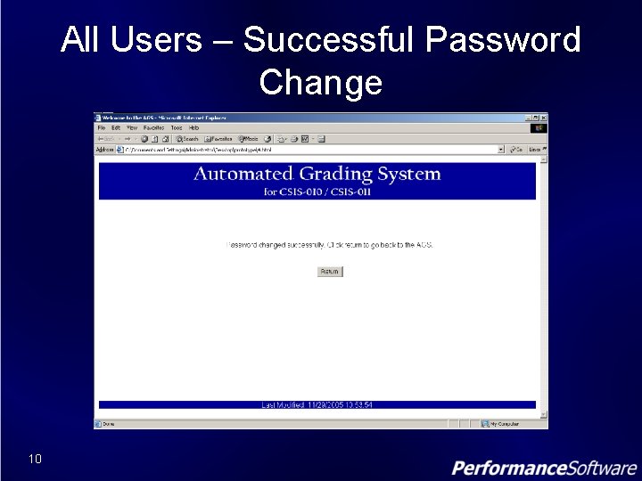 All Users – Successful Password Change 10 