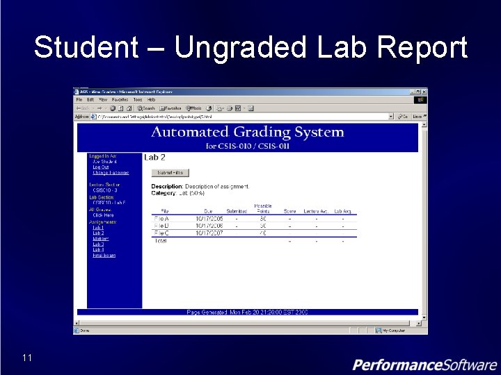 Student – Ungraded Lab Report 11 