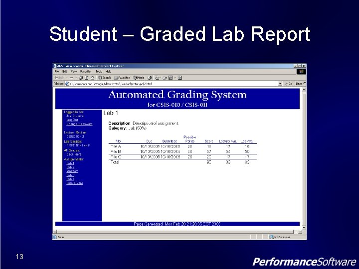 Student – Graded Lab Report 13 