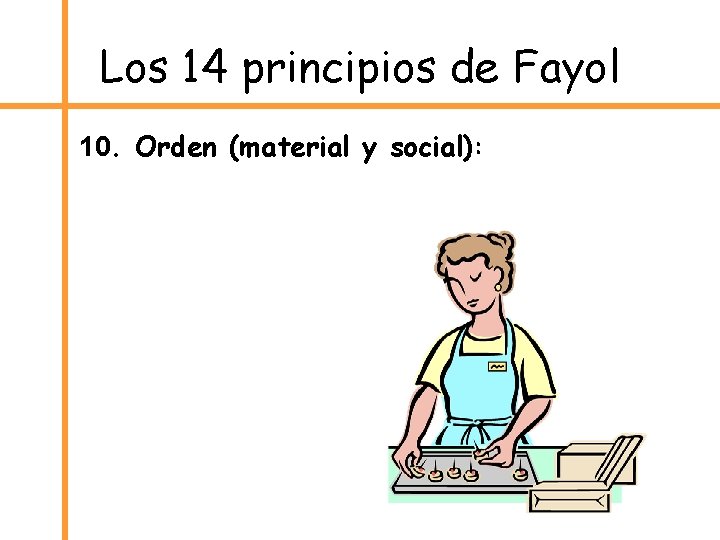 Los 14 principios de Fayol 10. Orden (material y social): 