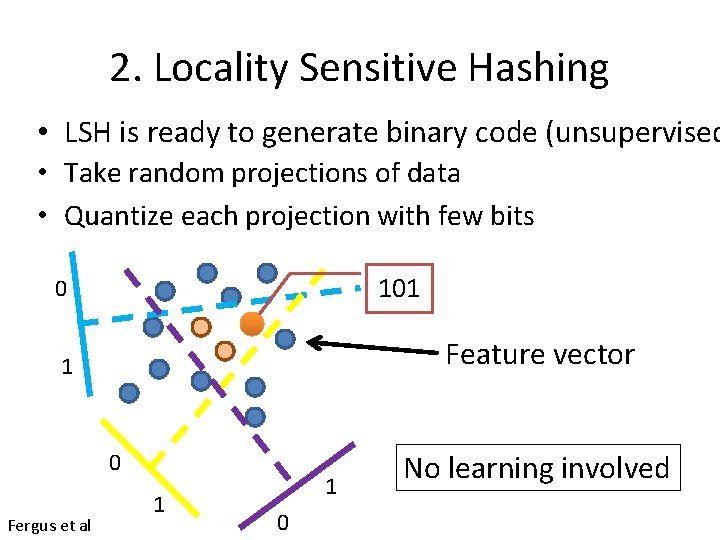 2. Locality Sensitive Hashing • LSH is ready to generate binary code (unsupervised • 2. Locality Sensitive Hashing • LSH is ready to generate binary code (unsupervised •