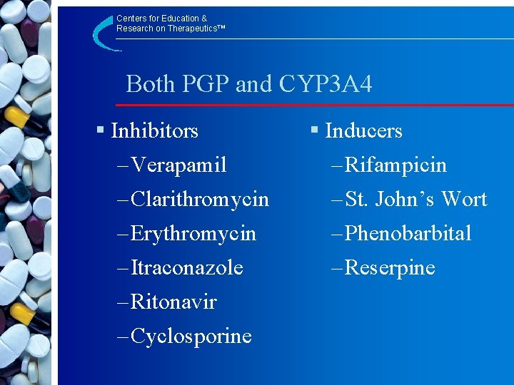 Centers for Education & Research on Therapeutics™ Both PGP and CYP 3 A 4