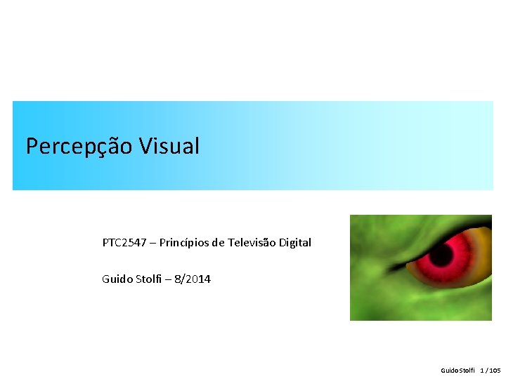 Percepção Visual PTC 2547 – Princípios de Televisão Digital Guido Stolfi – 8/2014 Guido