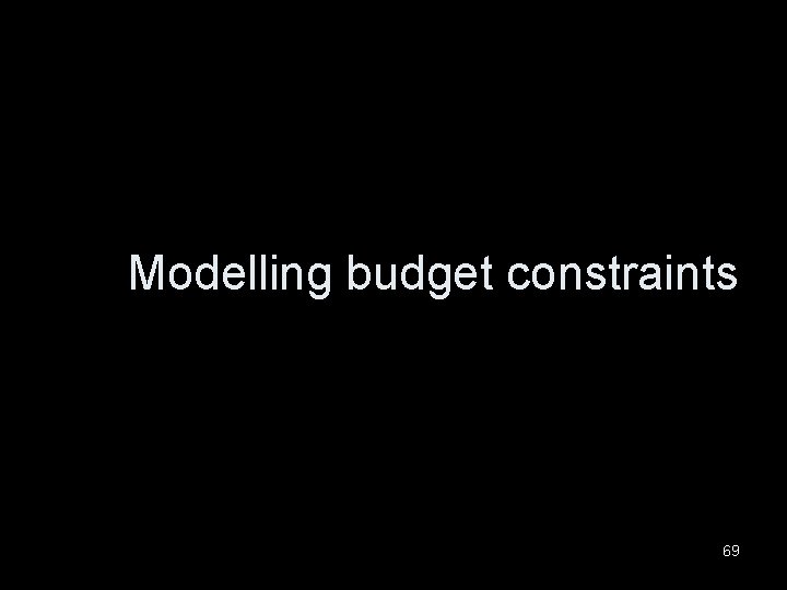 Modelling budget constraints 69 