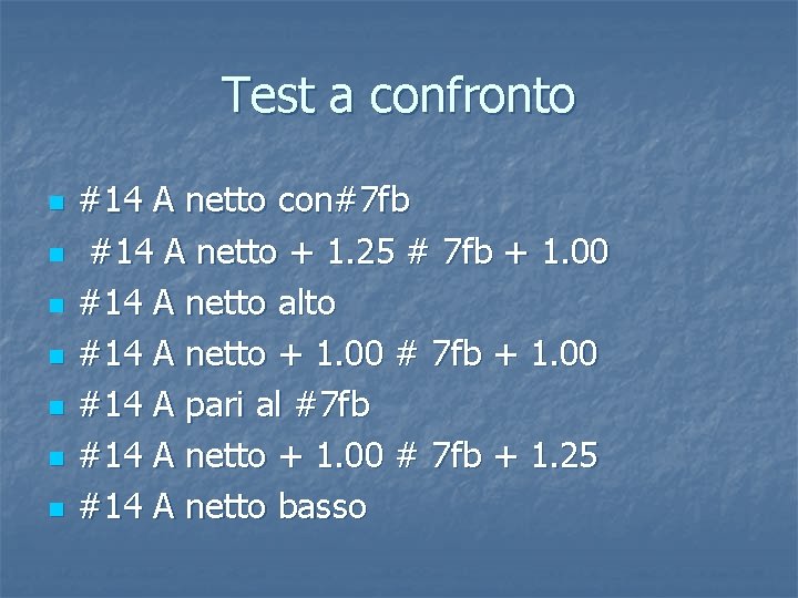 Test a confronto n n n n #14 A netto con#7 fb #14 A