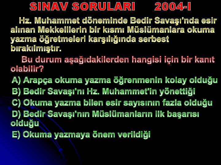 SINAV SORULARI 2004 -I 