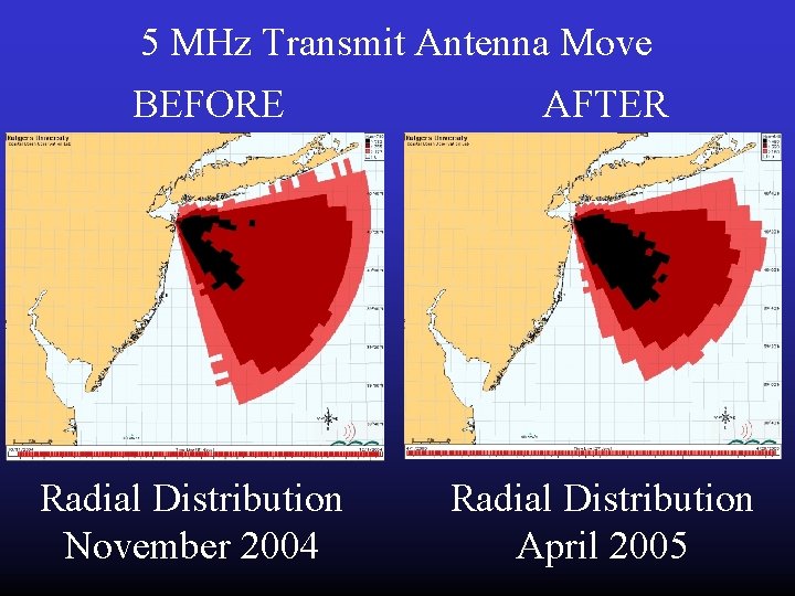 5 MHz Transmit Antenna Move BEFORE Radial Distribution November 2004 AFTER Radial Distribution April 5 MHz Transmit Antenna Move BEFORE Radial Distribution November 2004 AFTER Radial Distribution April