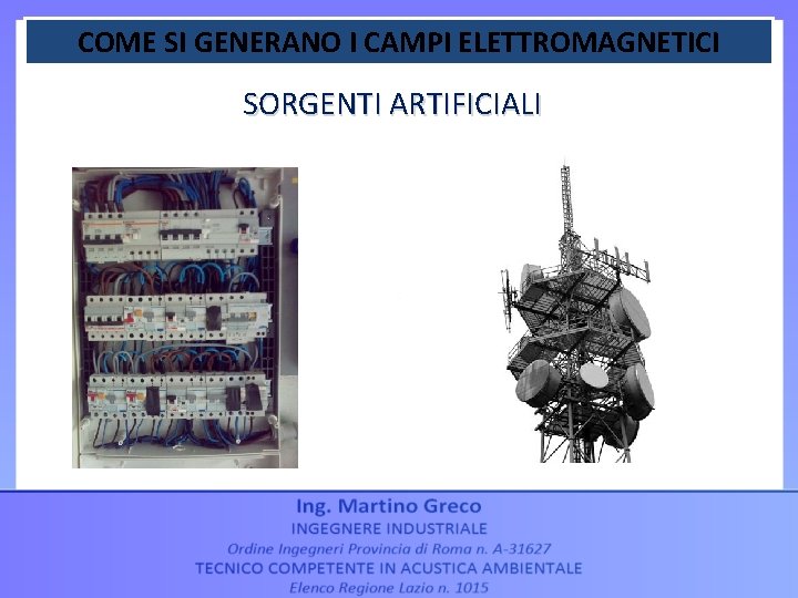 COME SI GENERANO I CAMPI ELETTROMAGNETICI SORGENTI ARTIFICIALI 