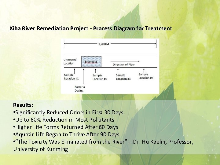 Xiba River Remediation Project - Process Diagram for Treatment Results: • Significantly Reduced Odors