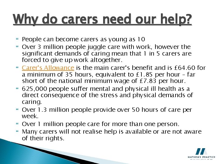 Why do carers need our help? People can become carers as young as 10