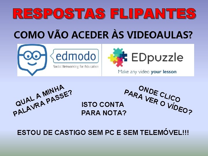 RESPOSTAS FLIPANTES COMO VÃO ACEDER ÀS VIDEOAULAS? HA N I ? M E S