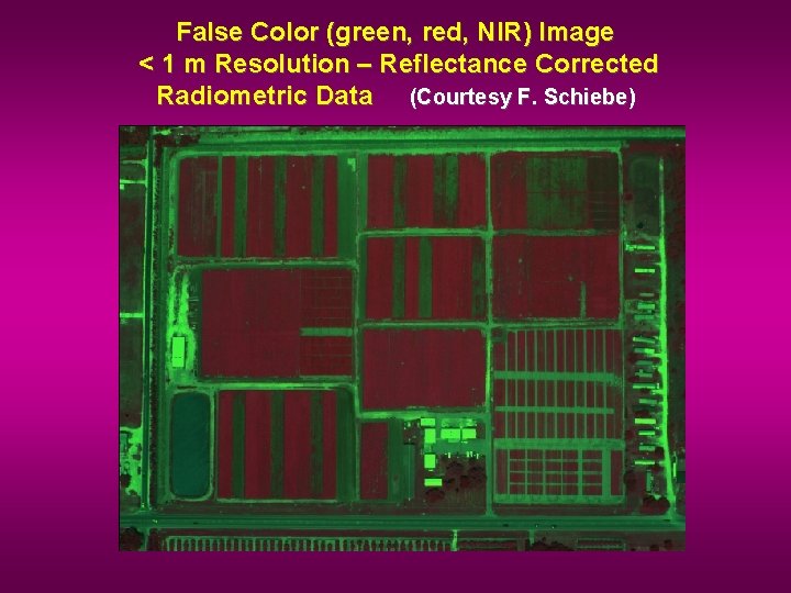 False Color (green, red, NIR) Image < 1 m Resolution – Reflectance Corrected Radiometric