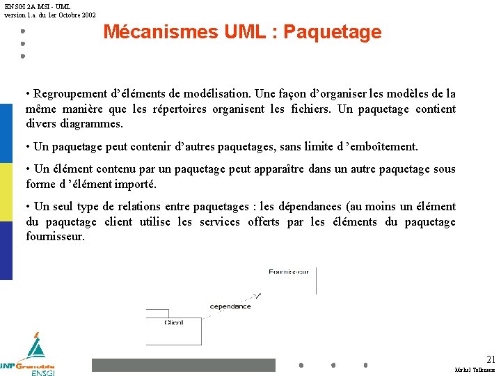 ENSGI 2 A MSI - UML version 1. a du 1 er Octobre 2002