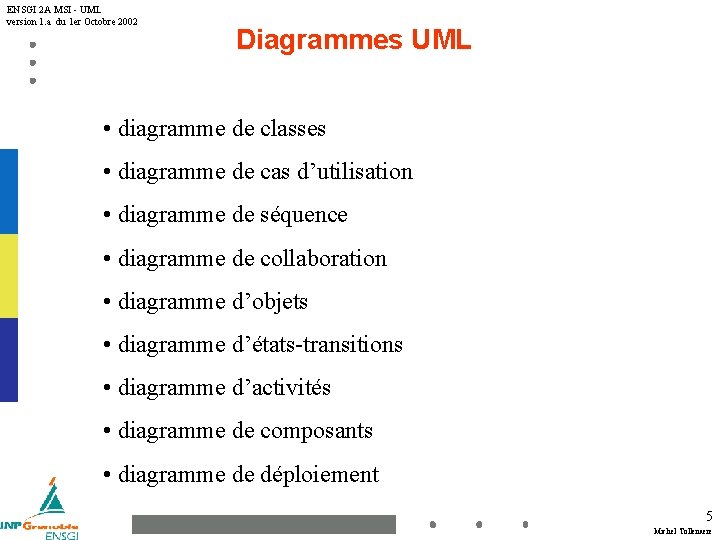 ENSGI 2 A MSI - UML version 1. a du 1 er Octobre 2002